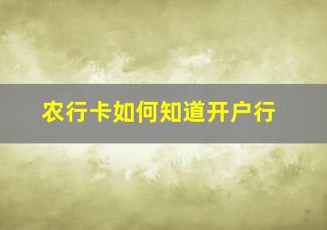 农行卡如何知道开户行