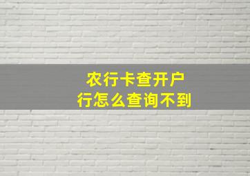 农行卡查开户行怎么查询不到