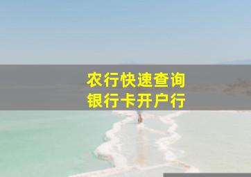 农行快速查询银行卡开户行