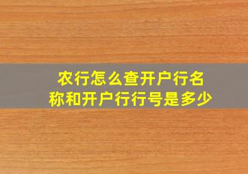 农行怎么查开户行名称和开户行行号是多少