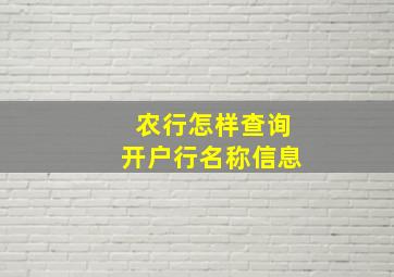 农行怎样查询开户行名称信息