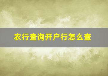 农行查询开户行怎么查