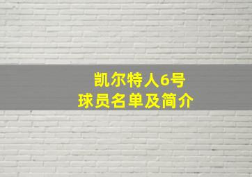 凯尔特人6号球员名单及简介