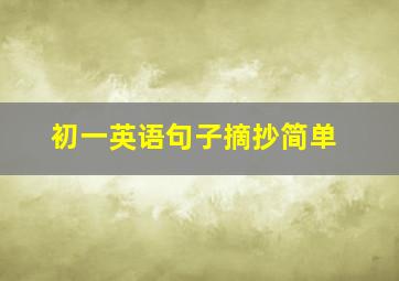 初一英语句子摘抄简单