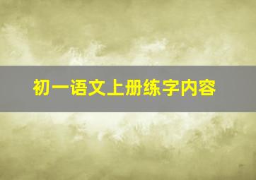 初一语文上册练字内容