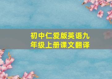 初中仁爱版英语九年级上册课文翻译