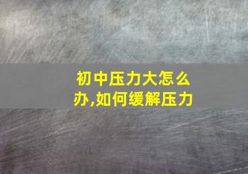 初中压力大怎么办,如何缓解压力