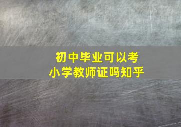 初中毕业可以考小学教师证吗知乎