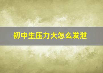 初中生压力大怎么发泄