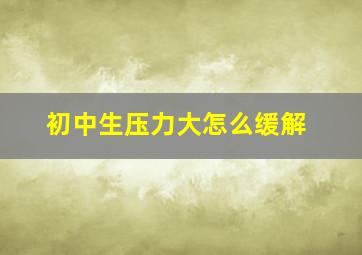 初中生压力大怎么缓解