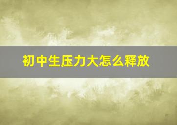 初中生压力大怎么释放