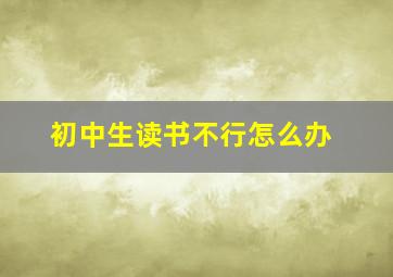 初中生读书不行怎么办