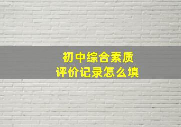 初中综合素质评价记录怎么填