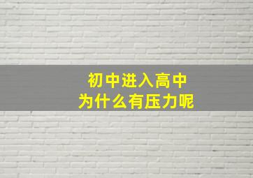 初中进入高中为什么有压力呢