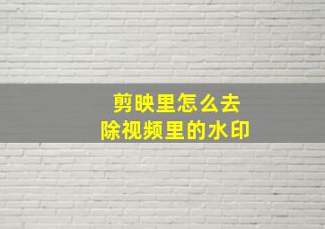 剪映里怎么去除视频里的水印