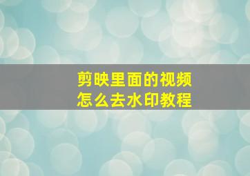 剪映里面的视频怎么去水印教程