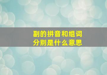 副的拼音和组词分别是什么意思