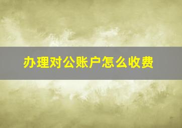 办理对公账户怎么收费