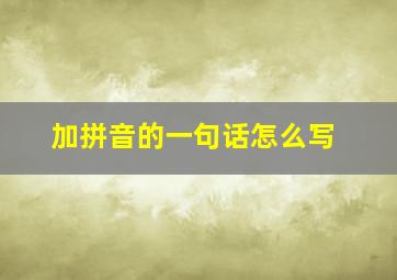 加拼音的一句话怎么写