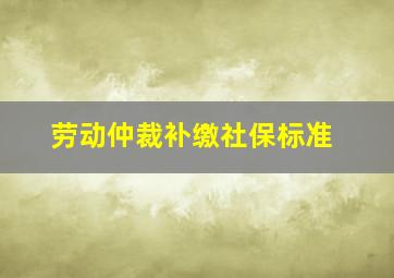 劳动仲裁补缴社保标准