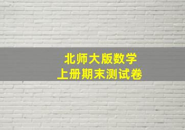 北师大版数学上册期末测试卷