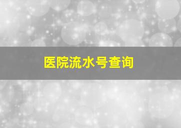 医院流水号查询