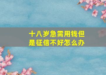 十八岁急需用钱但是征信不好怎么办