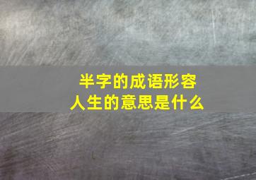 半字的成语形容人生的意思是什么