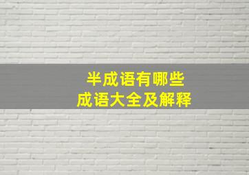 半成语有哪些成语大全及解释