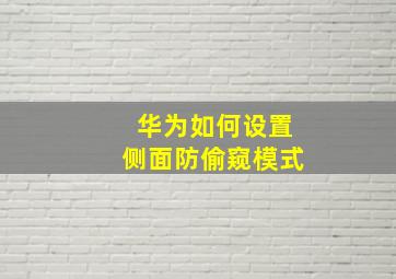 华为如何设置侧面防偷窥模式