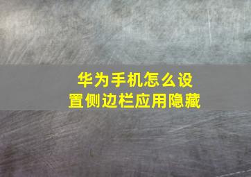 华为手机怎么设置侧边栏应用隐藏