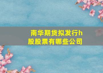 南华期货拟发行h股股票有哪些公司