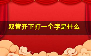 双管齐下打一个字是什么