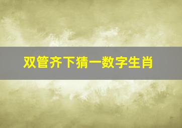 双管齐下猜一数字生肖