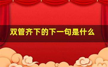 双管齐下的下一句是什么