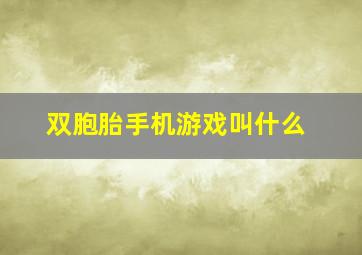 双胞胎手机游戏叫什么