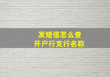 发短信怎么查开户行支行名称