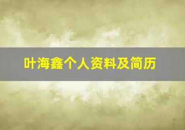 叶海鑫个人资料及简历