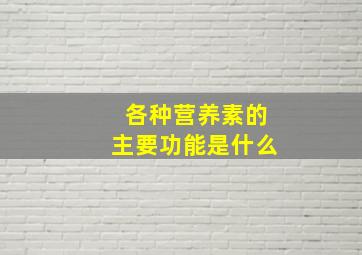 各种营养素的主要功能是什么