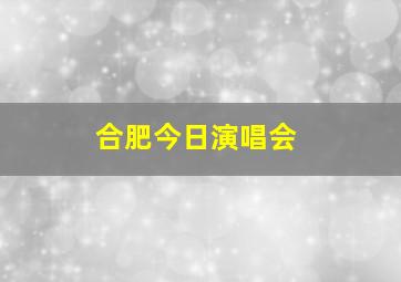 合肥今日演唱会