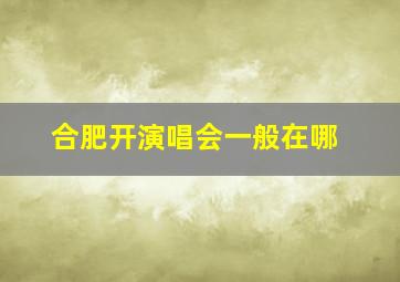 合肥开演唱会一般在哪