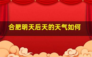 合肥明天后天的天气如何