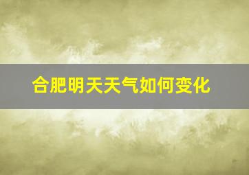 合肥明天天气如何变化