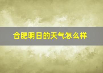 合肥明日的天气怎么样