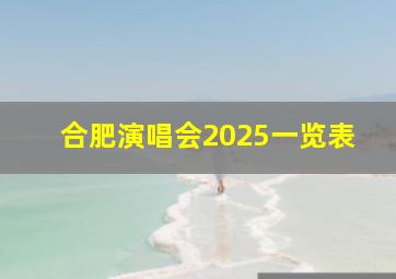 合肥演唱会2025一览表