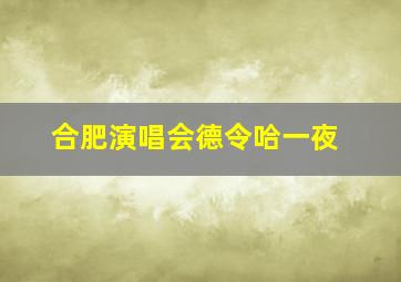 合肥演唱会德令哈一夜