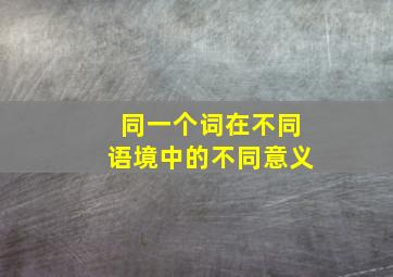 同一个词在不同语境中的不同意义