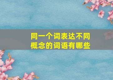 同一个词表达不同概念的词语有哪些