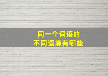 同一个词语的不同语境有哪些