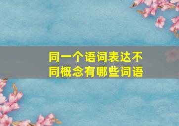 同一个语词表达不同概念有哪些词语